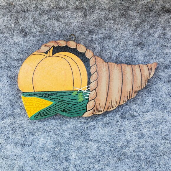 VTG Wooden Holiday Decor Set Of 4 Easter Bunny Pumpkins Heart Cornucopia 1980s - Picture 6 of 15